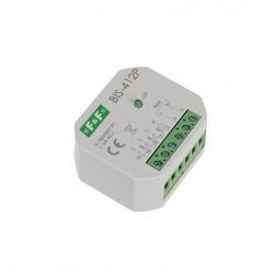 Hotelowy impulsowy przekaźnik bistabilny BIS-412P 230 V wspólpracuje z przyciskami podświetlanymi